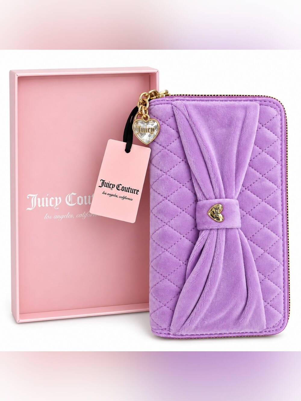 Juicy Couture Violet Tulle Bow Zip Around Wallet NWT ✅